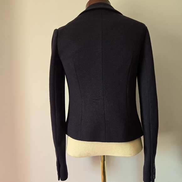 TORY BURCH Navy Wool Fitted Blazer With Red Floral Embroidery. Size XS - Picture 7 of 12